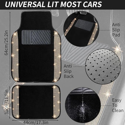 NBTEPEM Gold Bling Car Floor Mats Full Set, Universal Fit Most Cars - Image 6