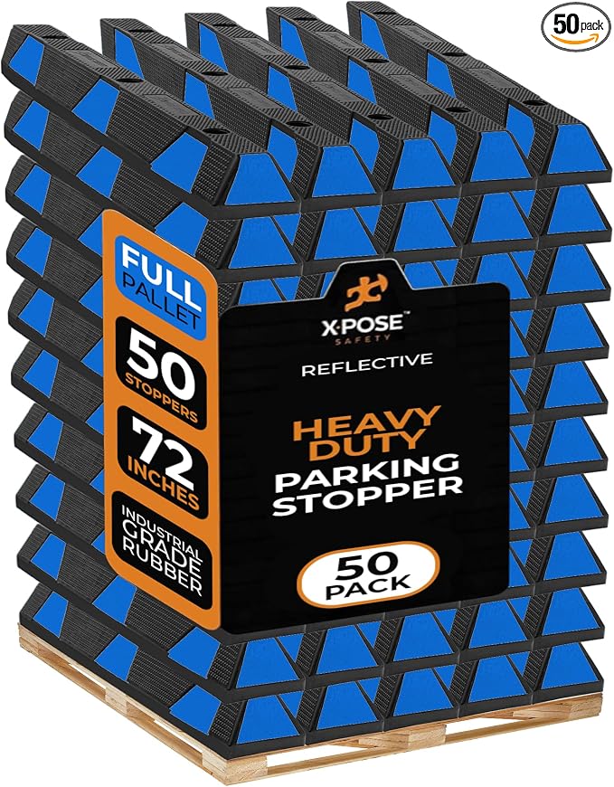 Xpose Safety 72" Heavy Duty Rubber Parking Stopper – Bulk Full Pallet 50 Pack by XposeSafety