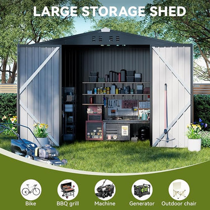 COMHOMA Shed Outdoor Storage Shed Metal, Lockable Doors Tool Sheds - Image 4