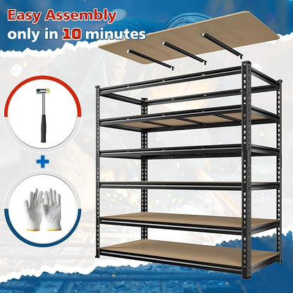 55" W Storage Shelves, 3060LBS Garage Shelving Heavy Duty, 6-Tier Heavy Duty - Image 7