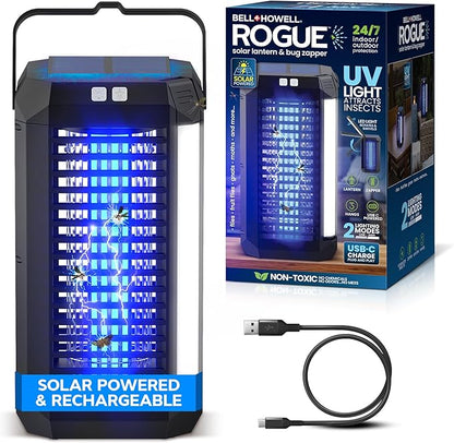Rogue 2 in 1 Solar Bug Zapper Outdoor and Bug Zapper Indoor Plug in by BellHowell