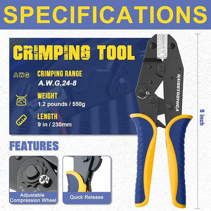 haisstronica ferrule Crimping Tool, 24-8 AWG Sleeves Ferrule Ratchet Wire - Image 2