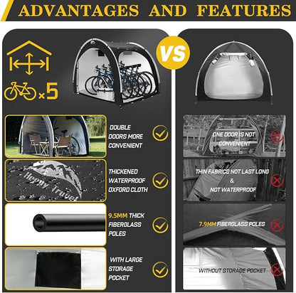 Happy Travel Bike Storage Shed Tent, Outdoor Portable Bicycle Storage Sheds - Image 3