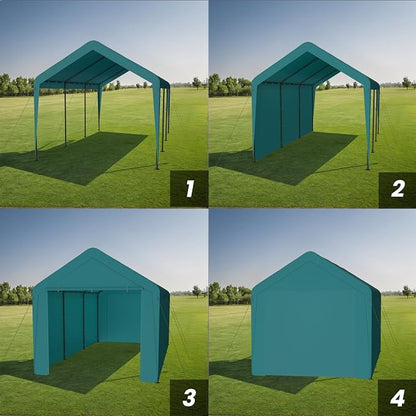 Carport 10x20 Heavy Duty Portable Garage w/Removable Sidewalls & Roll-Up Door - Image 6