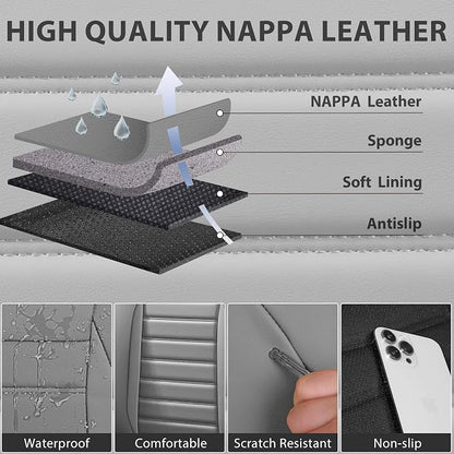 CAR PASS Nappa Leather Car Seat Covers Full Set, Luxury Seat Protector - Image 6