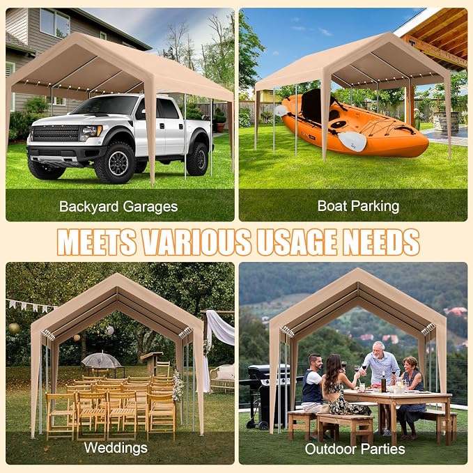 12'x20' Canopy Replacement Cover, Beefull Carport Replacement Canopy - Image 5