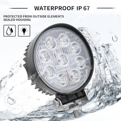 27W Spot Amber Yellow Round Work LED Light Fog Offroad Off Road Lights Driving - Image 4