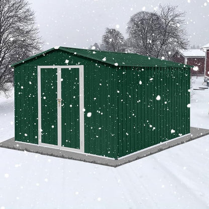 10 x 8 FT Outdoor Storage Shed, Metal Garden Tool Shed - Image 5