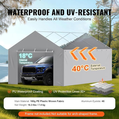 VEVOR Carport Replacement Canopy Cover Side Wall 12 x 20 ft, Garage Tent - Image 3