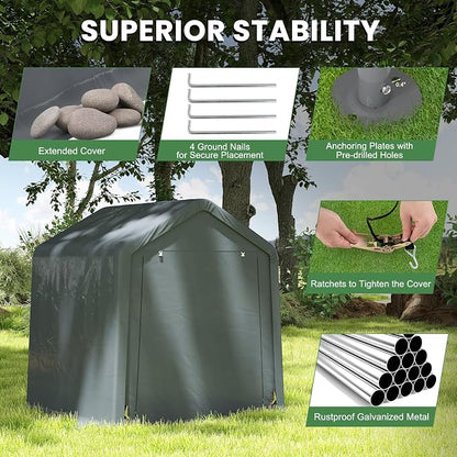 Tangkula 6x6.5Ft Portable Shed, Outdoor Storage Shelter - Image 4