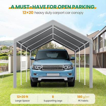 COBIZI Carport Canopy 12x20 Heavy Duty Car Tent Garage, Galvanized Frame Car - Image 2