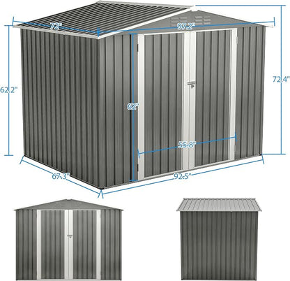 Outdoor Storage Shed, 8X6 FT Metal Garden Shed - Image 2