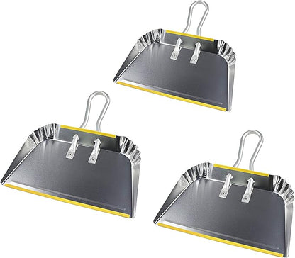 PHYEX 3-Pack 17" Heavy Duty Metal Dust Pans, Wide Dustpans by PHYEX