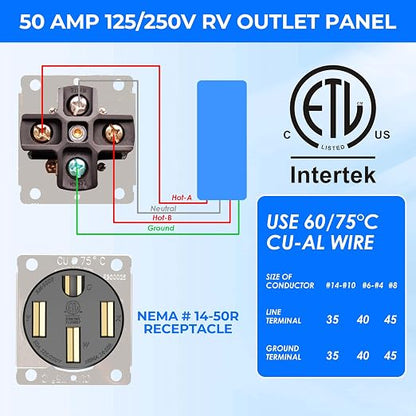 50 Amp RV Power Outlet Box, NEMA 14-50R 125/250 Volt RV Outdoor Electrical - Image 4