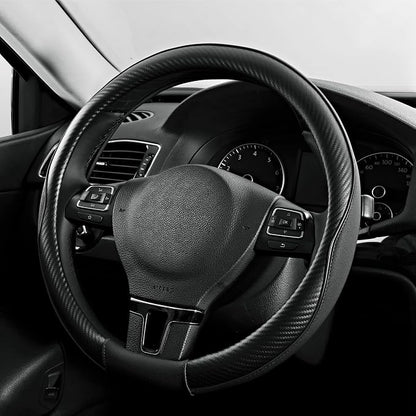 PIC AUTO Steering Wheel Cover, Sports Carbon Fiber and Super Breathable Leather by PICAUTO