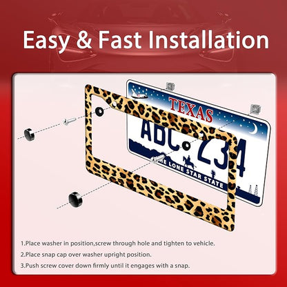 Cheetah Brown Leopard License Plate Frame Animals Print License Plate Frames - Image 3