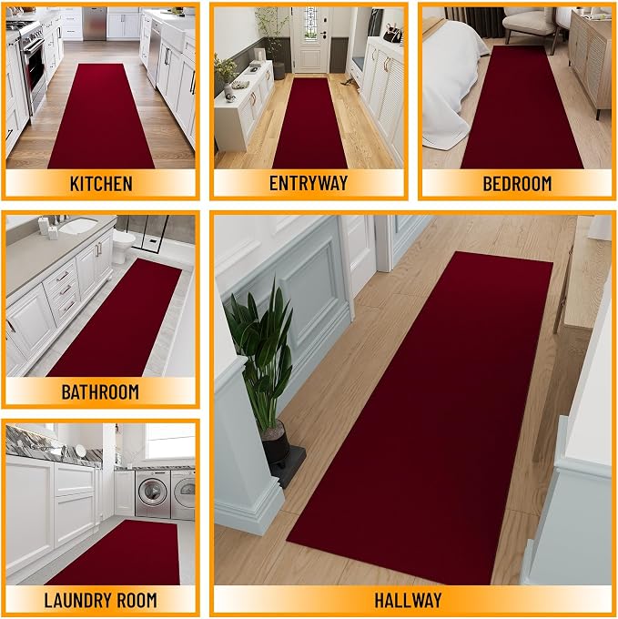 Ottomanson Hallway Runner Rug 2'7" x 9'10" Non Slip Solid Area Rugs Easy to - Image 3
