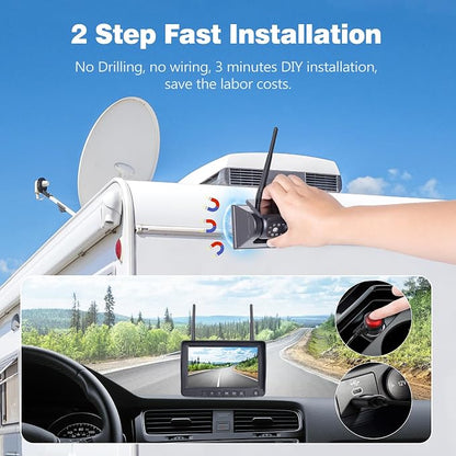 7" 3-Magnetic Wireless RV Backup Camera, HD1080P DVR Monitor, IP69 Waterproof & - Image 4