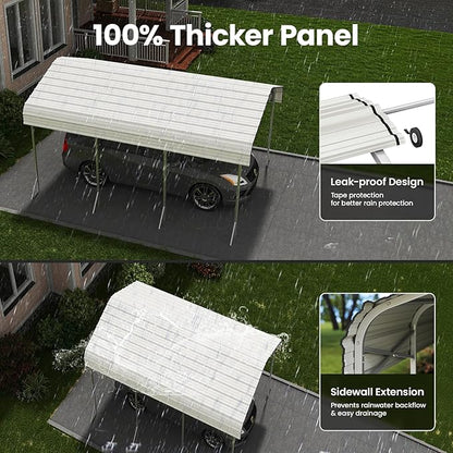 10x15 Carport, Heavy Duty Metal Car Port, All-Weather Protection, Easy Assembly - Image 3