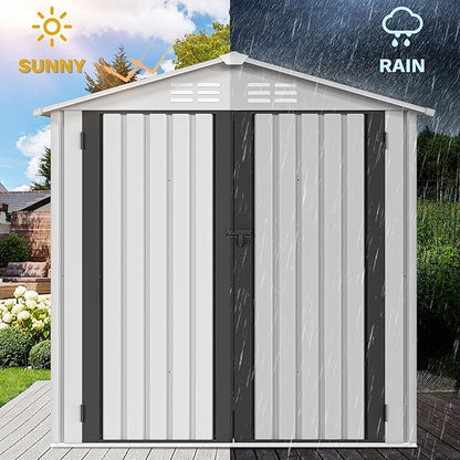 DWVO 6x4ft Metal Outdoor Storage Shed, Waterproof Tool Shed Heavy-Duty Storage - Image 4