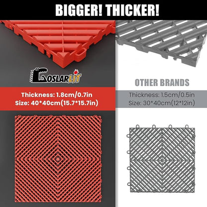 25PCS|15.7"x15.7" Garage Flooring Tiles, Non-Slip Interlocking Plastic Garage - Image 2