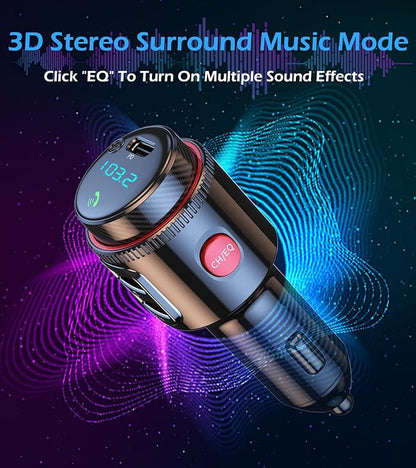 Bluetooth Car Adapter, Wireless AUX FM Transmitter, USB C&QC3.0 Dual Fast - Image 4
