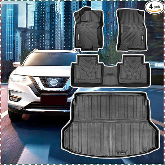 Fit for Nissan Rogue 2020-2014 Floor Mats Cargo Liners, All-Weather Rear Trunk by Antsvnn
