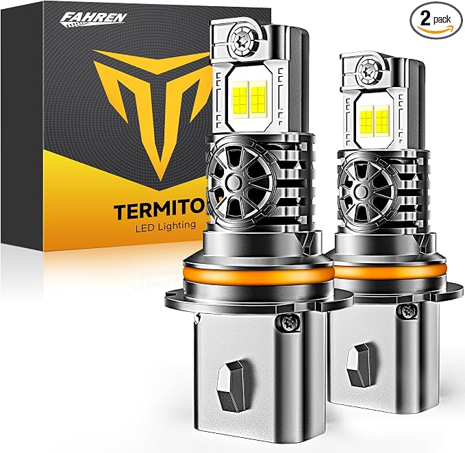 Upgraded 9007/HB5 Light Bulbs, 000LM 10X Ultra-Brighter, 6500K Cool White by FAHRENTERMITORLEDLIGHTING