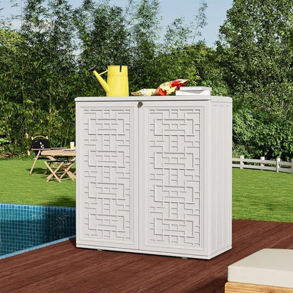 ZZM HDPE Outdoor Storage Shed, Outdoor Plastic Storage Cabinet, Horizontal - Image 2
