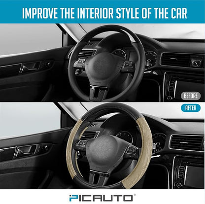 PIC AUTO Steering Wheel Cover, Silk Grain Leather Car Steering Wheel Protector - Image 5