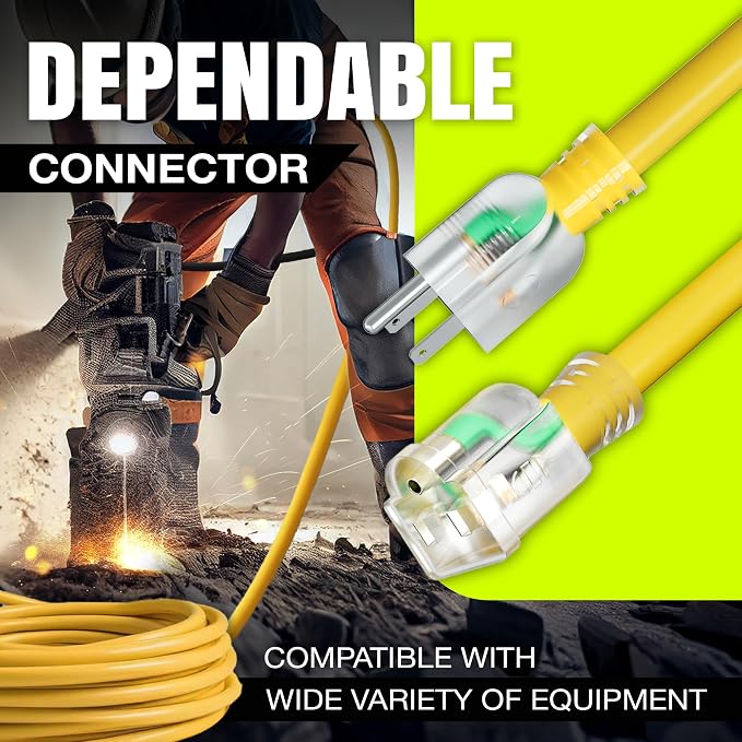75ft Outdoor/Indoor Extension Cord 16/3 Gauge Heavy Duty 3 Prong SJTW, - Image 4