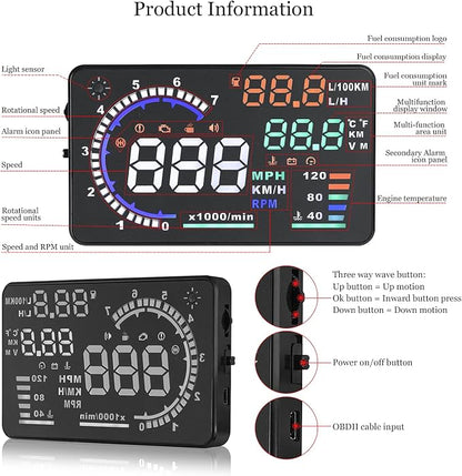 Heads Up Display for Cars, Digital Speedometer for Car A8 - Image 4