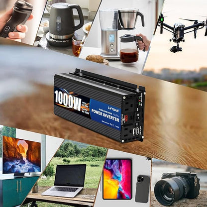 LVYUAN 1000 Watt Pure Sine Wave Power Inverter 12V to 110V/120V DC to AC - Image 5