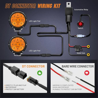 Nilight 5.7 Inch Amber LED Driving Light Round 50W Yellow Fog Spot Flood Combo - Image 6