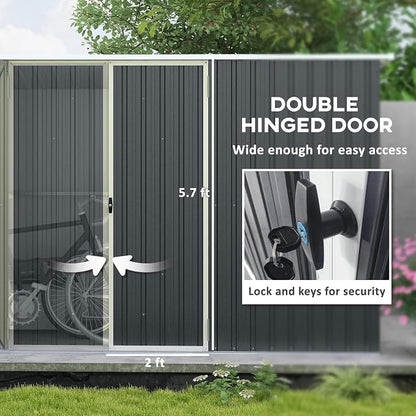 Outsunny 11' x 6' Outdoor Storage Shed, Galvanized Metal Utility Garden Tool - Image 4