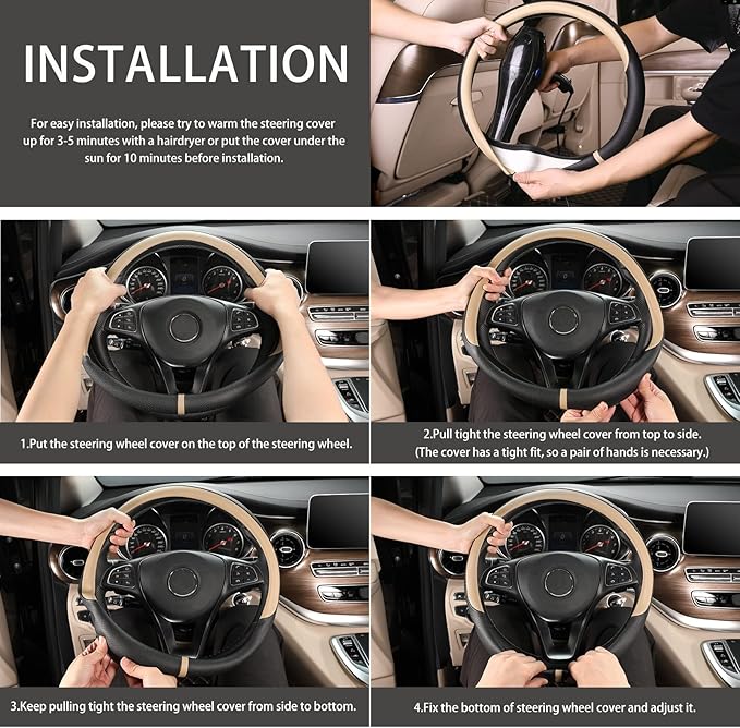 COFIT Breathable Car Steering Wheel Cover 15 inch Auto Universal Leather Wrap - Image 6