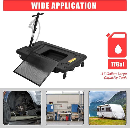 ‌17 Gal Electric Oil Drain Pan, Low Profile Mobile Oil Changing Pan - Image 6