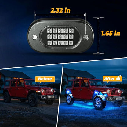 Honalia RGB Rock Lights for Trucks 8 pods, Neon Light Kits for UTV - Image 4