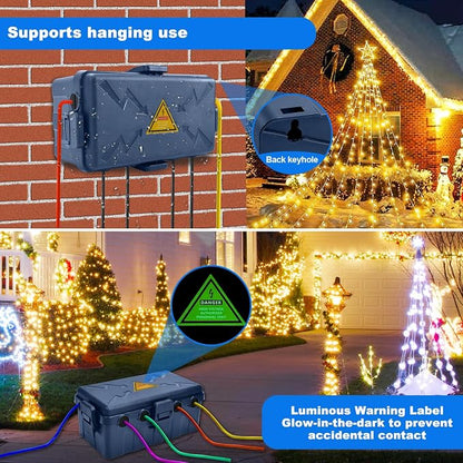 Hrensaw Medium Outdoor Electrical Box, Weatherproof Connection Box w/6 Cable - Image 6