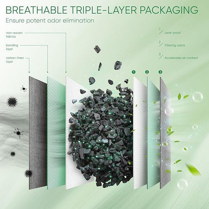Activated Charcoal Odor Absorber, 6 Pack Natural Shoe Odor Eliminator, Bamboo - Image 4