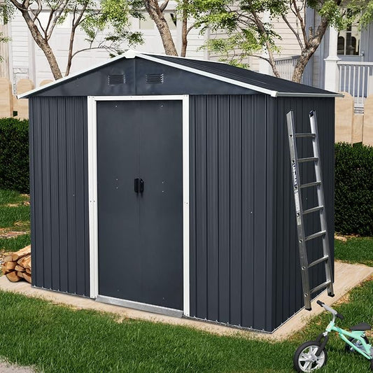 4x8 FT Outdoor Storage Shed, Metal Garden Shed by BNSPLY