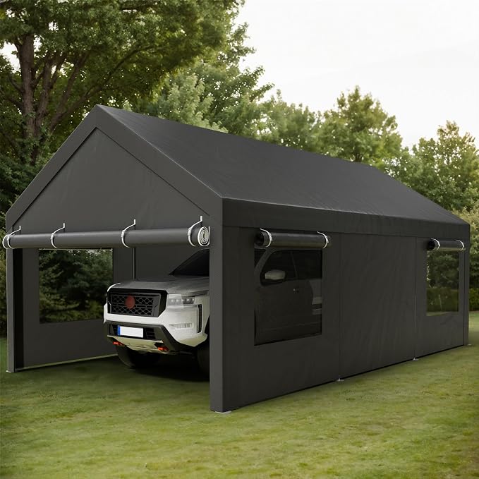 Shintenchi Carport 10' x 20' Heavy Duty Portable Garage, Car Port Canopy - Image 8