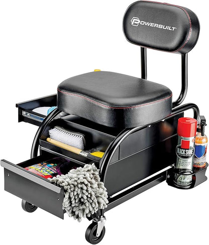 Powerbuilt Professional Car Detailers Mechanics Roller Seat, Heavy Duty Garage - Image 5
