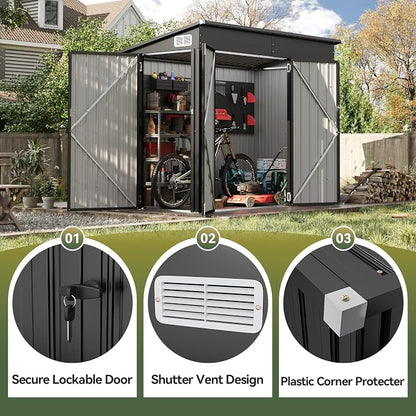 Aoxun 7' x 4' Shed 140 CU.FT Outdoor Waterproof Storage Shed - Image 6