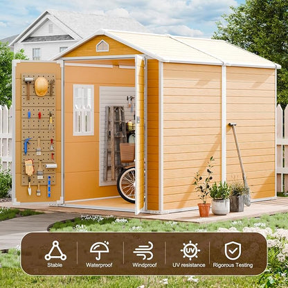 8x6 FT Resin Storage Shed, Waterproof Outdoor Shed w/Floor Included, 2 Windows - Image 6