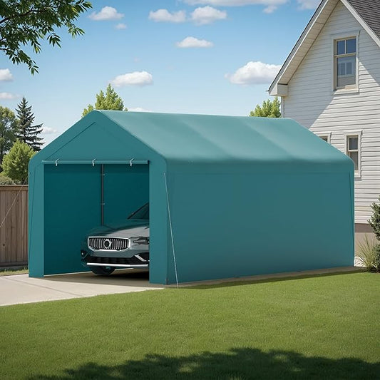 Carport, 10‘ x 20’ Heavy Duty Portable Garage All-Season Car Canopy w/Removable by PHONJOROO