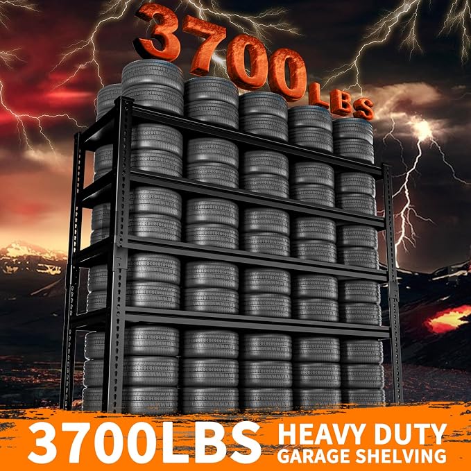 Storage Shelves Heavy Duty 2 PCS, 5-tier Adjustable Metal Industrial Utility - Image 4