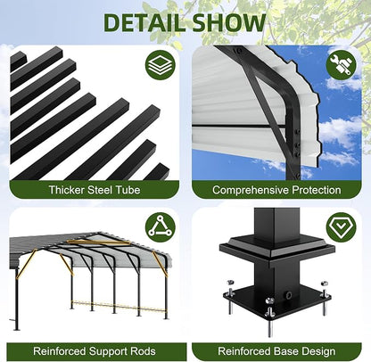JAMFLY Carport, 20X20 FT Metal Carport, Heavy Duty Carport Canopy - Image 3