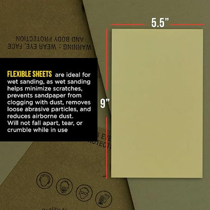 Dura-Gold Premium 10000 Grit Wet or Dry Sandpaper Sheets, 5-1/2" x 9", Box of 25 - Image 3