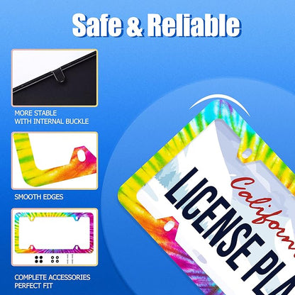 Colorful Hippie Tie Dye License Plate Frame Beautiful License Plate Stainless - Image 2